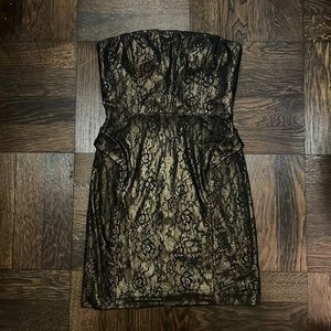 Aidan by Aidan Mattox black and gold strapless dress